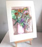 Original Wildflower Bouquet in a Pink Vase, A5 Watercolour painting with Mount - Image 4