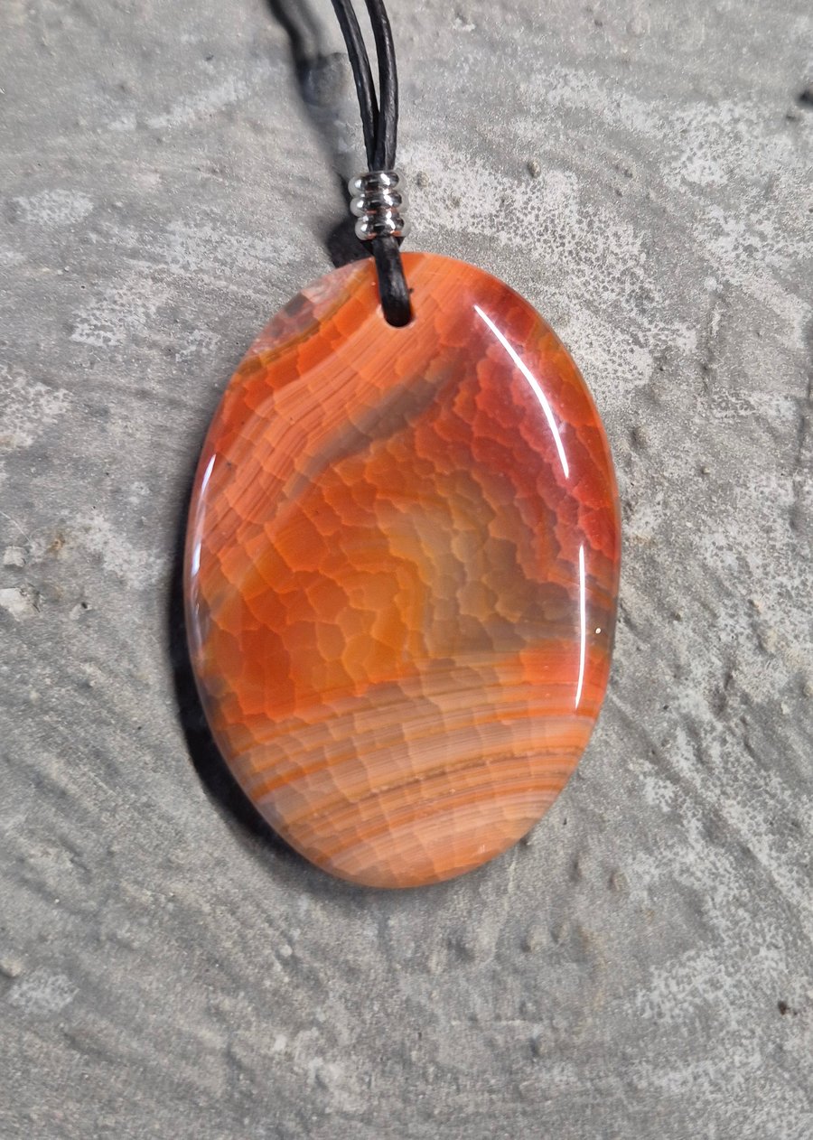 Red Dragon Vein Agate Oval Pendant