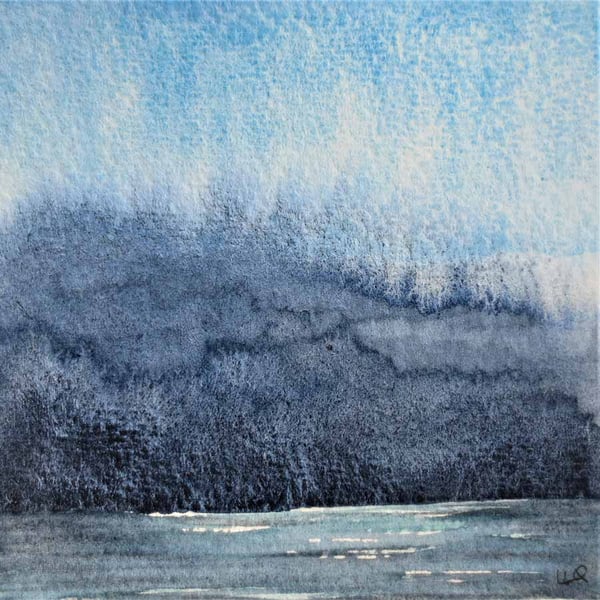Stormy sky over the sea study an original watercolour painting