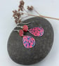 Red aluminium cow parsley tear drop earrings