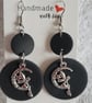Fairy on the Moon Black Polymer Clay Earrings. 316 Surgical Stainless Steel