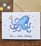 Sea Theme Birthday Card, Nautical Birthday Card, Kracken Birthday Card - Image 1