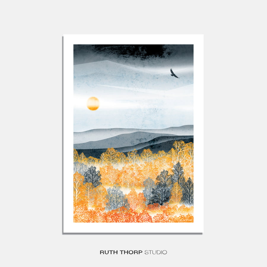 Autumn Mist Illustrated Art Print 