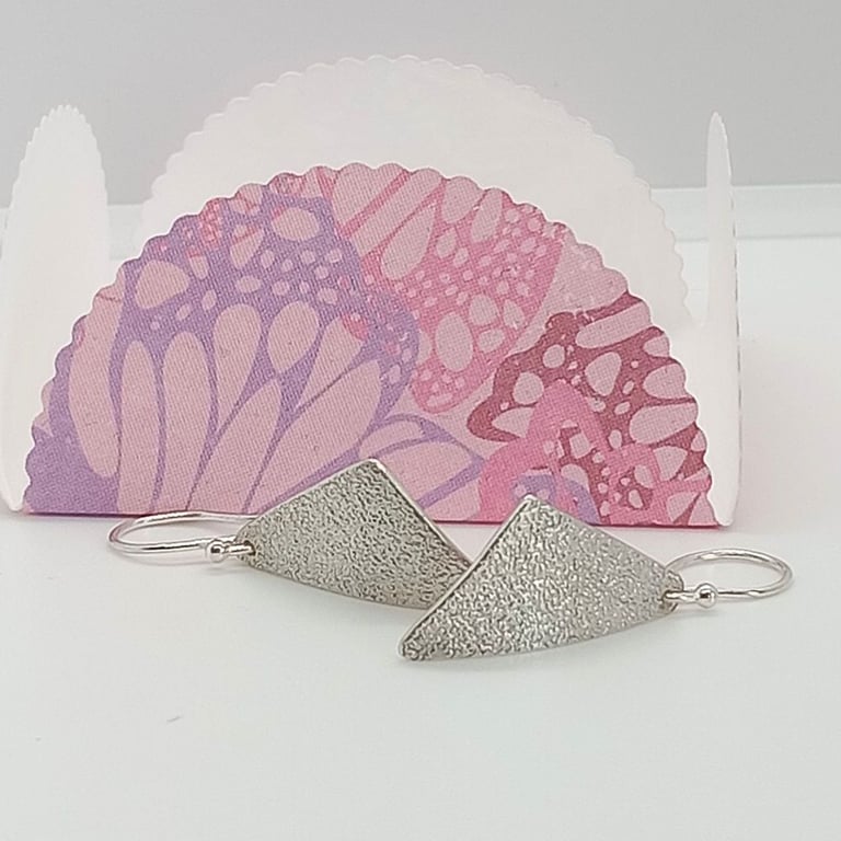 Off set triangle earrings drops sterling silver handmade gift for her