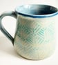 Large Blue Patterned Mug - Hand Thrown Stoneware Ceramic Mug - Image 2