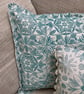 Hand Printed Organic Cotton Square Cushion  - ASTA - Teal Blue - Image 4