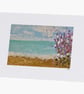 Acrylic  Painted Floral Seascape Print Greeting Card