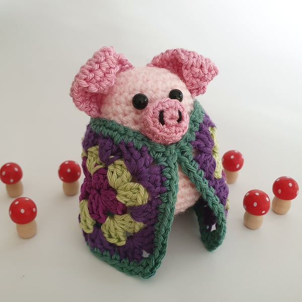 Pig in a Crochet Blanket