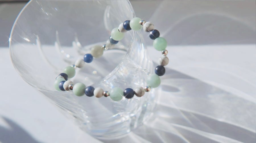 Morganite, Lapis Lazuli and White Howlite Bracelet 