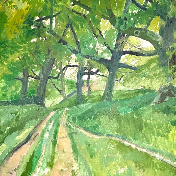 Wooden Landscape Painting framed oil on board