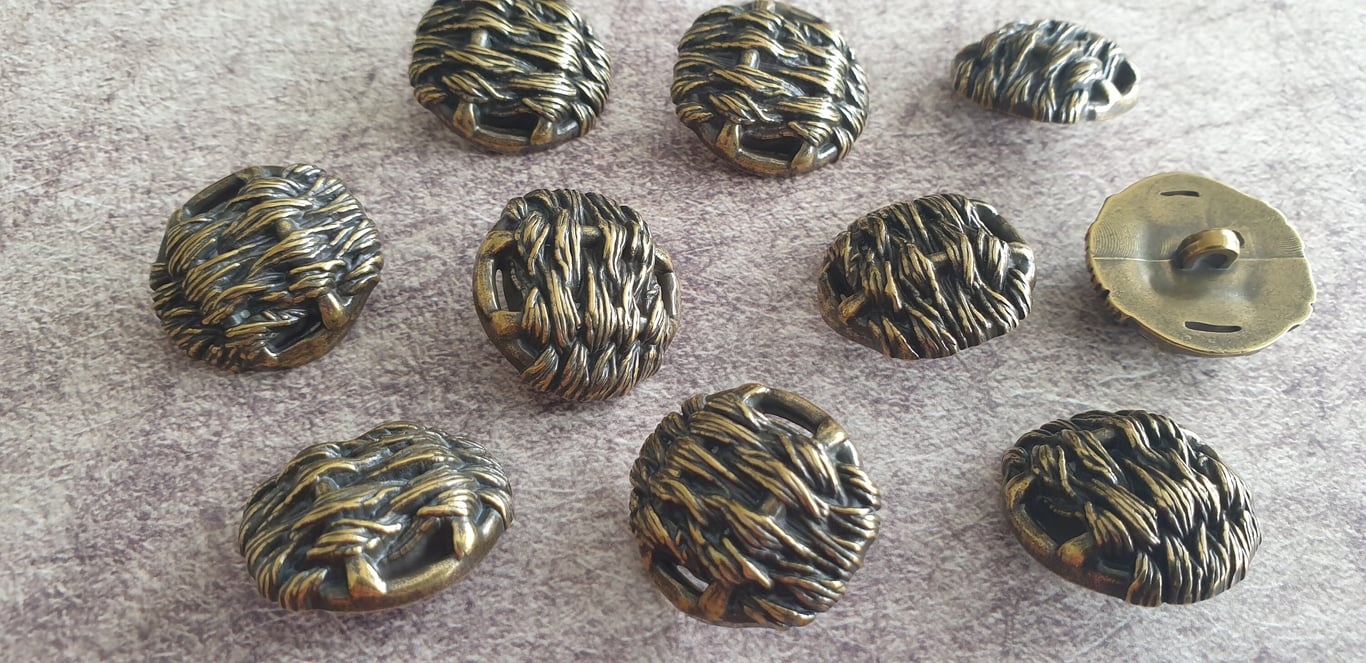 1" 25mm 40L WEAVE effect Knot Antique Brass Button Light Weight...