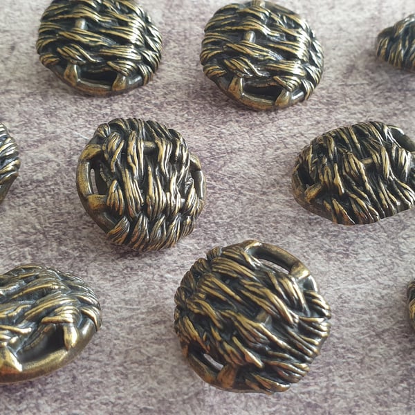 1" 25mm 40L WEAVE effect Knot Antique Brass Button Light Weight...