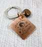 Keyring, Hammered Copper with Engraved Message and Jasper Gemstone - Image 6