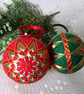 Handmade Japanese Temari Christmas Ornaments, 2 pieces Set in Origami Gift Box - Image 8