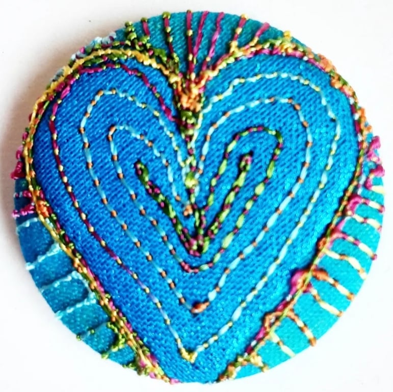Buttons 1 inch button Hand Dyed Silks and Cottons Free Machine Embroidery Button