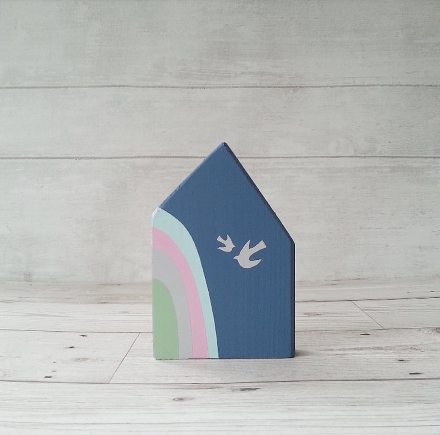 Wooden House, Rainbow House, House Ornament