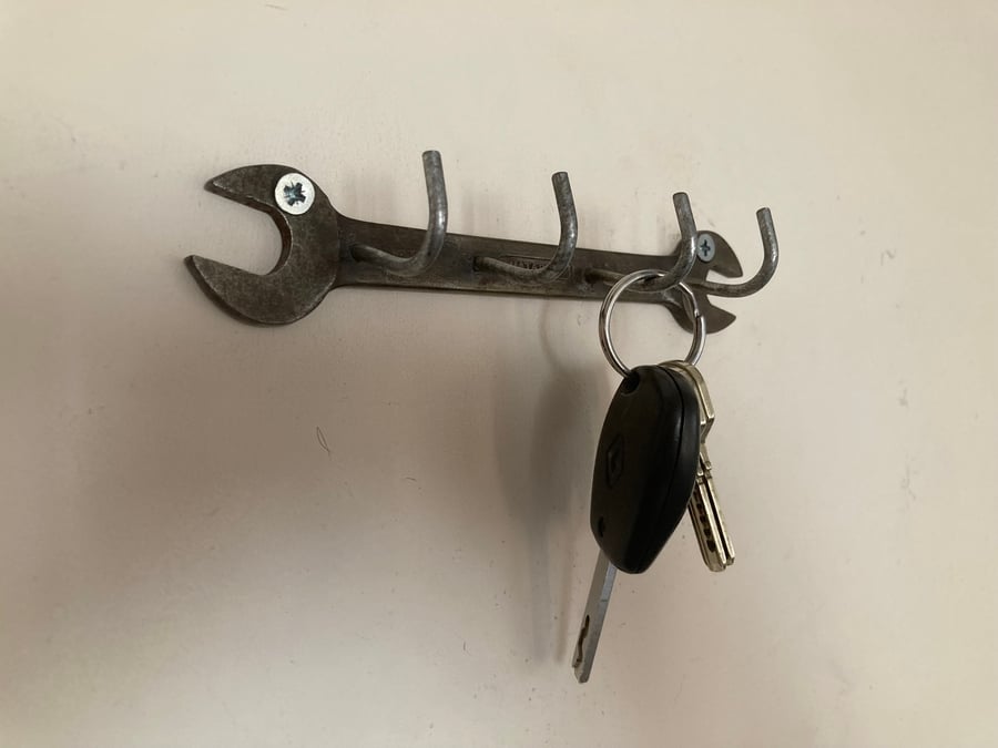 Key Rack, 4 Hooks, Upcycled Vintage Matador Spanner