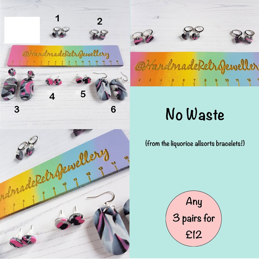 OFFER - Any three pairs of earrings for just GBP 12!  No waste, one offs, set 1
