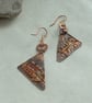 Rustic Copper Fold Form Triangle Earrings - Image 3