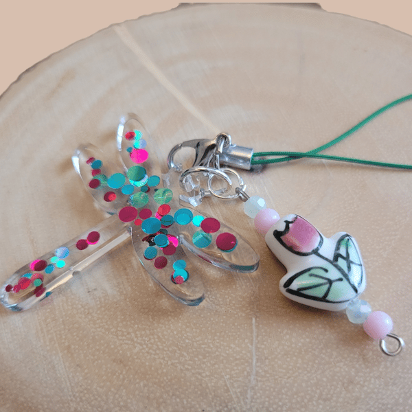 Resin Dragonfly Tulip Phone Charm