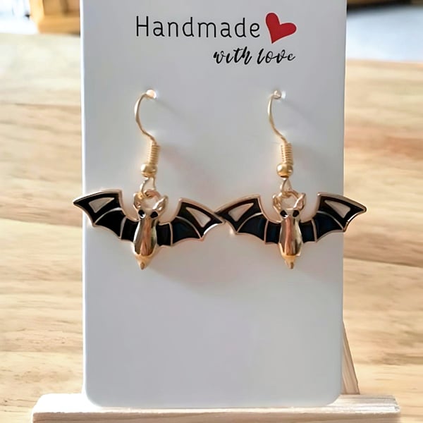 Spooky Bats Earrings, Halloween, Goth Jewellery, Pierced Earrings