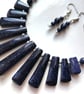 Blue Goldstone Tapered Necklace & Earrings Handmade Jewellery Gift Set  - Image 2