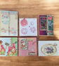 6 Handmade Greeting Card Set – Assorted Decoupage & Mixed Media Destash Cards