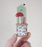 Little Wooden House on a Vintage Bobbin 'Joy' 