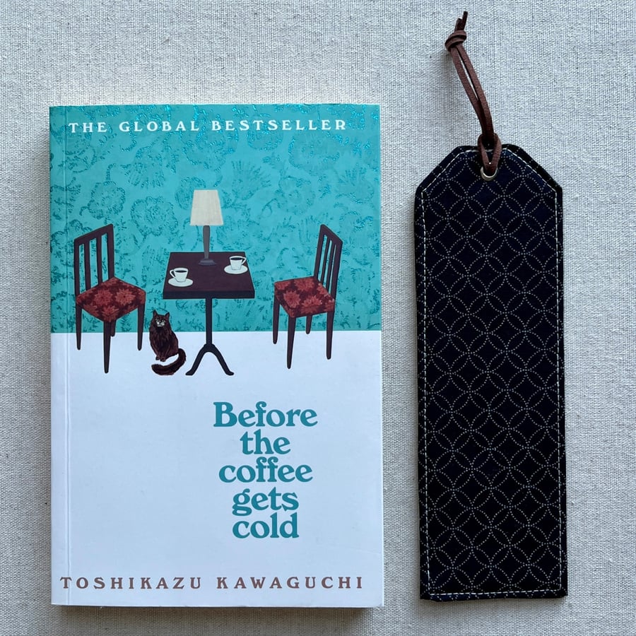 Bookmarks Japanese Fabric Indigo Blue Interlocking Circles