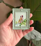 Miniature European Goldfinch Acrylic Painting - Cottagecore decor, Bird watcher 