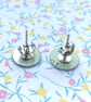 Recycled plastic blue & green abstract disc stud earrings - Image 3