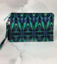 Turquoise patterned zip clutch bag wrist strap silky tassel & charm 2 options - Image 2