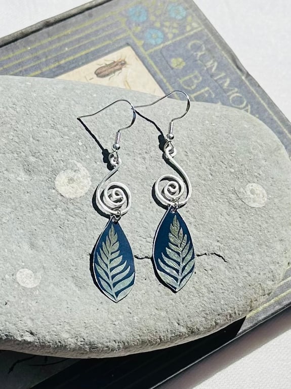 Recycled tin and silver earrings 