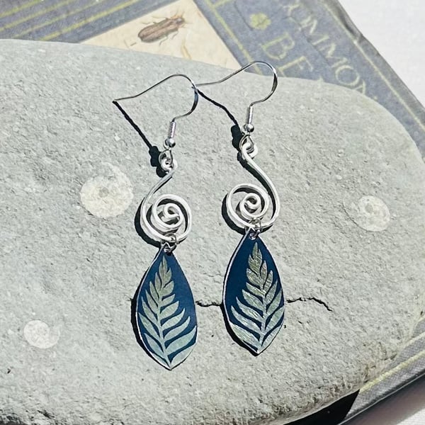 Recycled tin and silver earrings 