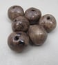 6 Medium Bronze Glazed Clay Beads - Image 1