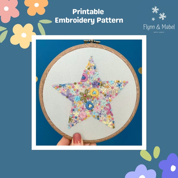 Star Printable Embroidery Pattern
