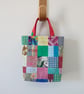 Upcycled Cotton Patchwork Small Tote Bag, Project Bag
