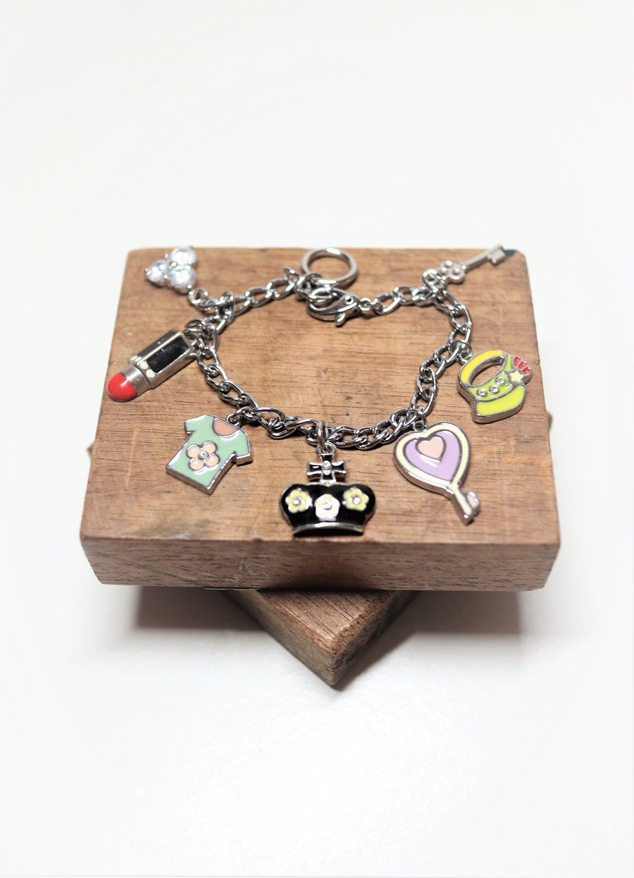 Up-cycled Charms - Fashion Trend Theme - Handmade bracelet
