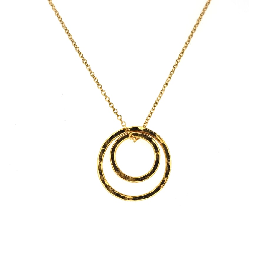 Yellow gold vermeil Double Circle pendant necklace