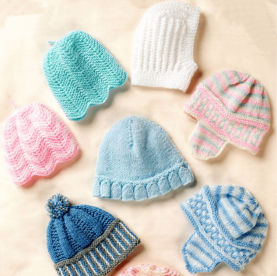 VINTAGE KNITTING PATTERN Baby Hats