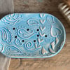 Handmade Pottery Blue Soap Dish