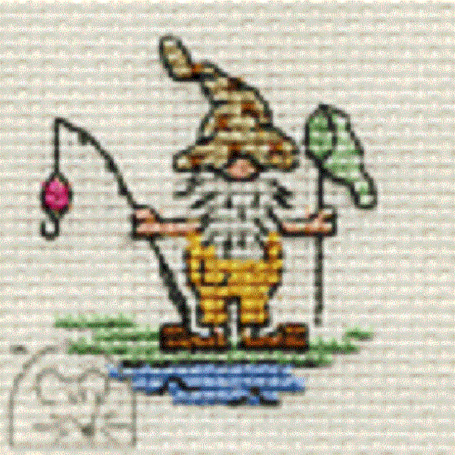 Mouseloft Stitchlets 'Just Gnomes! - Gone Fishing' Cross Stitch Kit
