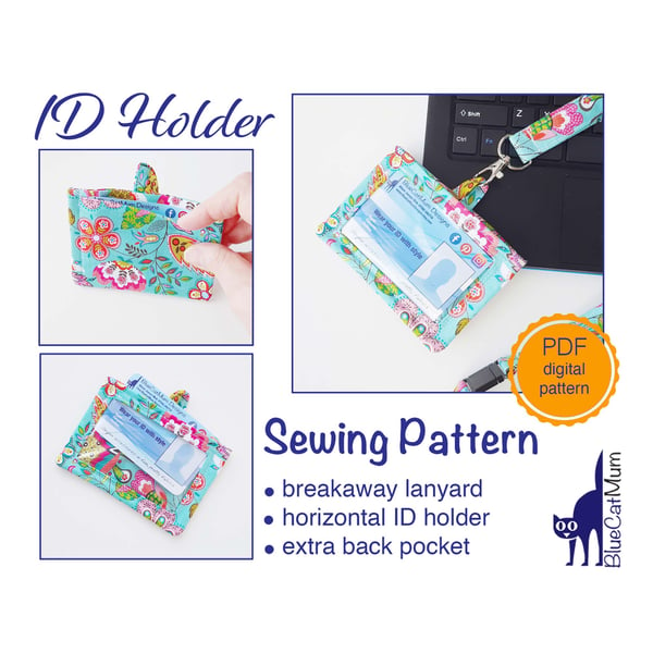 Sewing Pattern ID holder with pocket, PDF Digital Tutorial DIY, Gift for Teacher