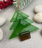 Glass Christmas Tree festive decoration - green - short - Image 1