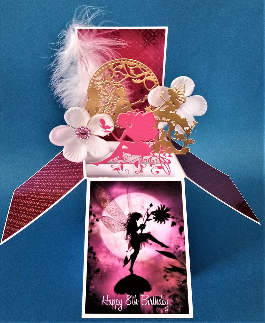 Girls 8th Birthday Card with fairies