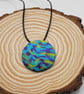 Colourful Abstract Polymer Clay Pendant Necklace, Bold Statement Artisan Jewelle - Image 2