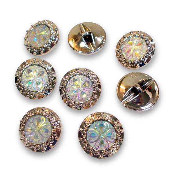Fancy faux metal sparkly shank buttons 25mm approximately. Pack of 8