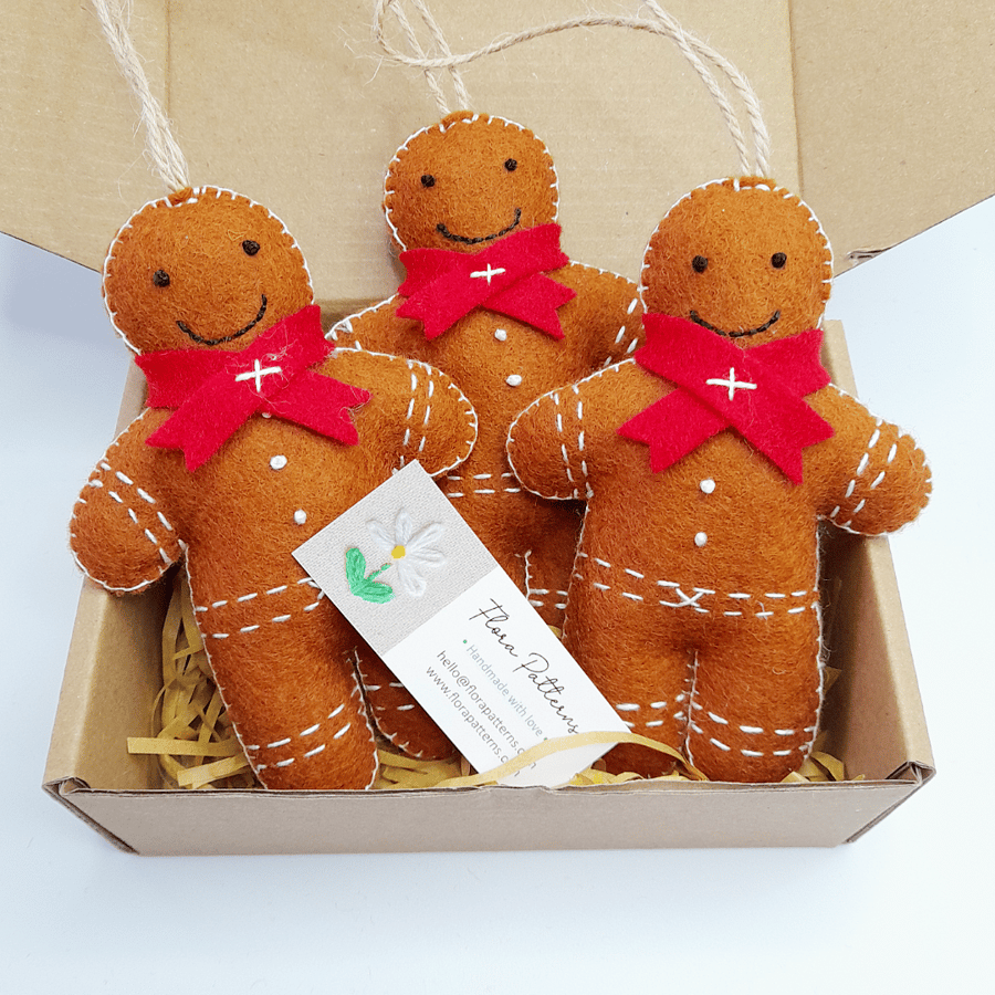 Gingerbread men hanging decorations - set of three