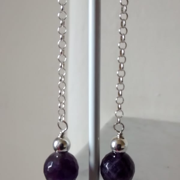 AMETHYST EARRINGS  - DANGLE EARRINGS -  FREE UK POSTAGE