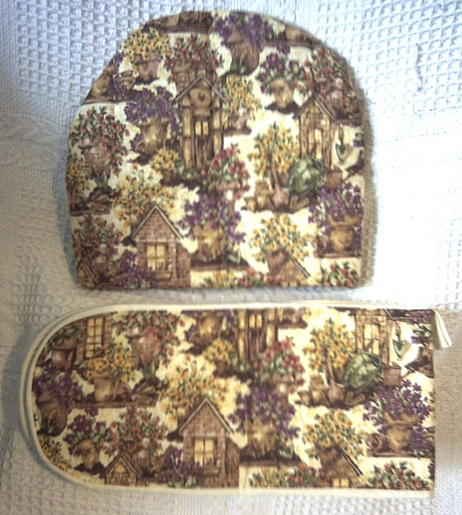 The potting Shed tea cosy and ovengloves